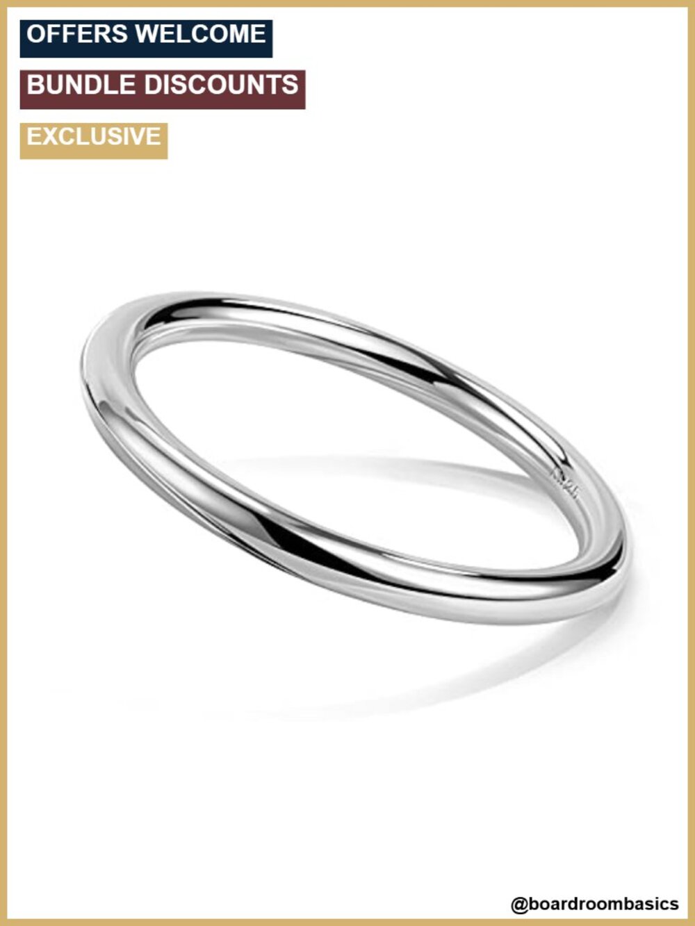 925 Sterling Silver Bangle Bracelet Cuff 7-8mm Smooth